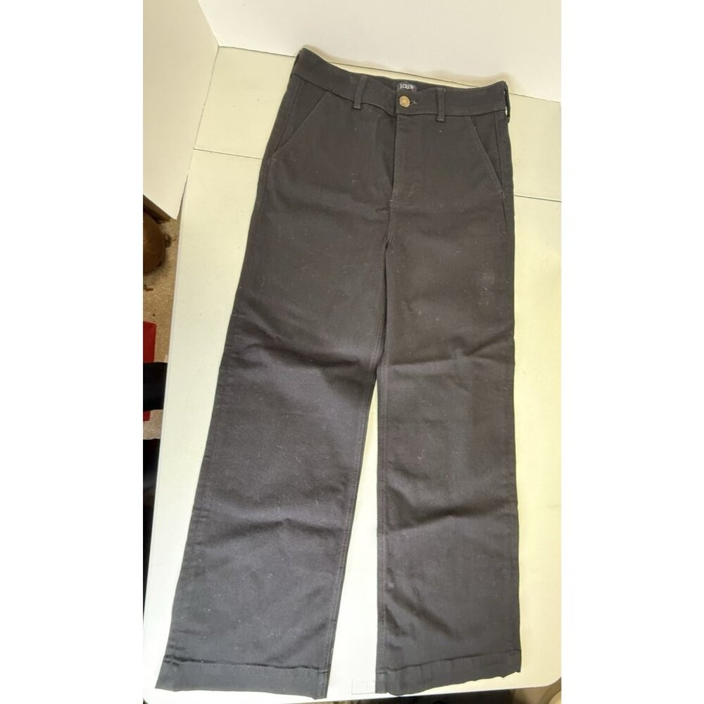 J Crew 96 Denim Trouser Womens 27 Black Wide Leg High Rise Jeans Stretch